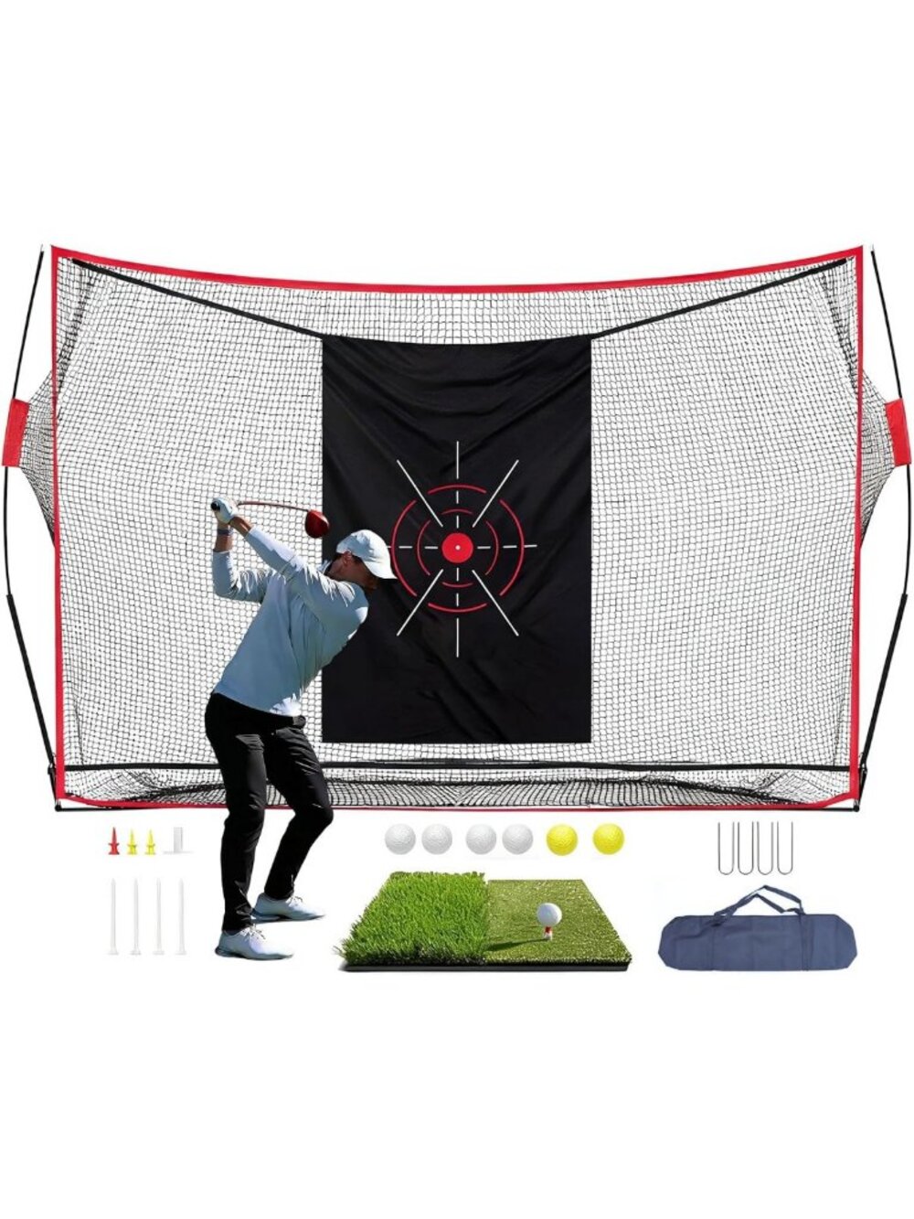 Heavy Duty 10x7FT Golf Practice Net for Backyard Training & Swing Practice